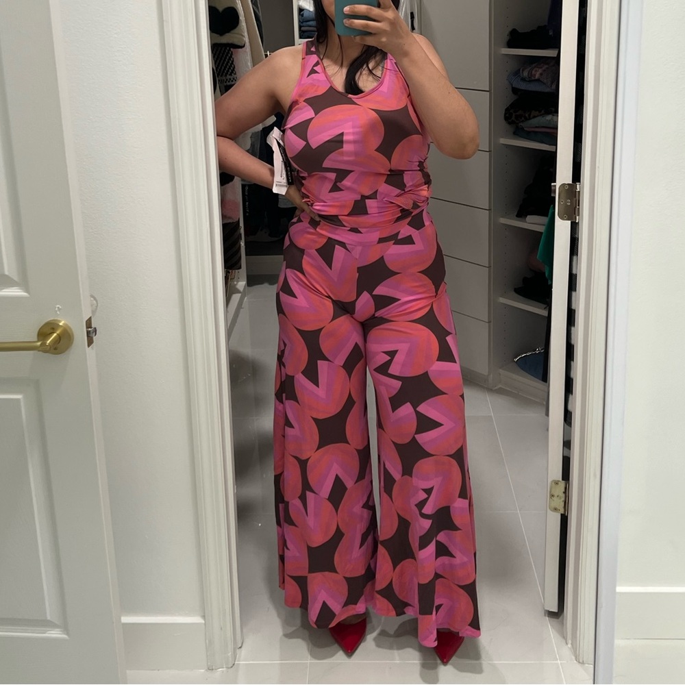 CCM Pink and Purple Jumpsuit with Wide-Leg Design